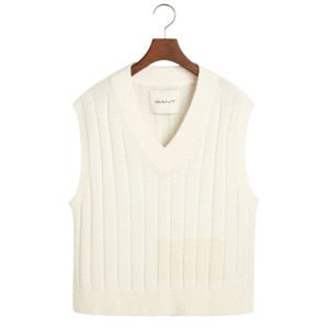 Gant Wide Ribbed Wool V Neck Vest